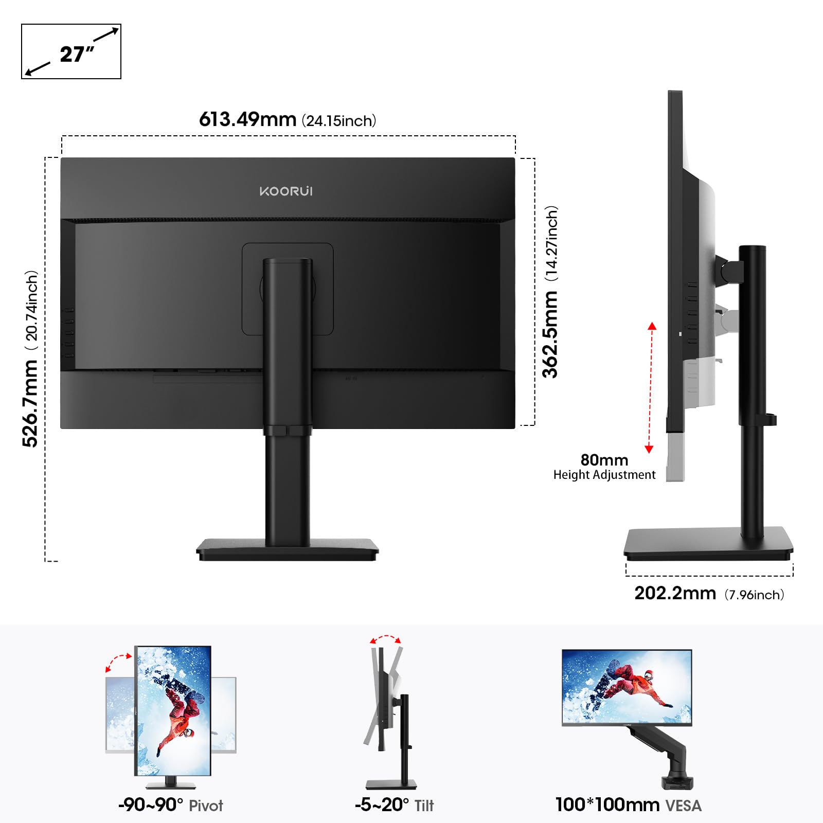 KOORUI 27N7U 27 inch 4K Monitor, UHD (3840 x 2160p) IPS